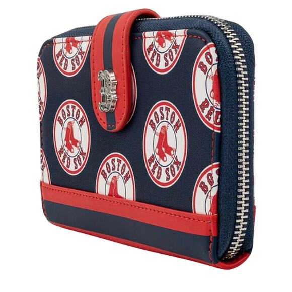Loungefly MLB Boston Red Sox Logo Zip Around Wallet Blue Red NWT - Picture 4 of 4